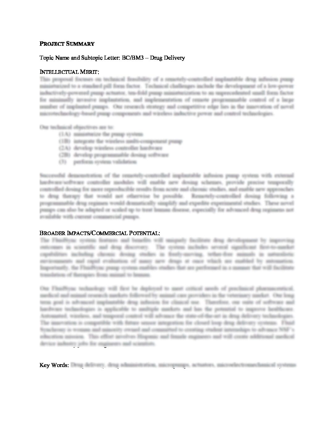 Proposal Example NSF SBIR Phase 1 Medtech Founder