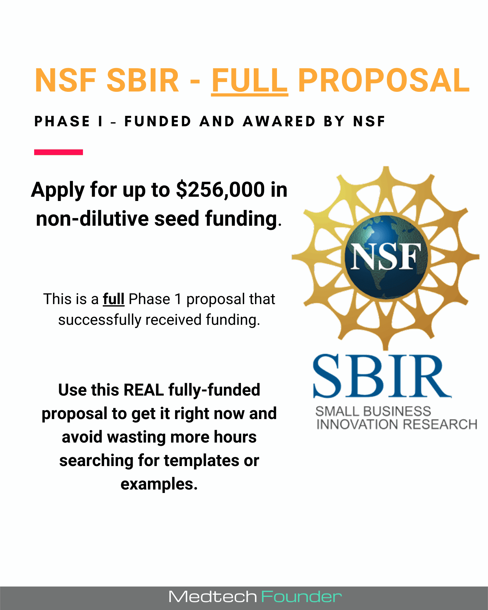 Full Proposal NSF SBIR Phase 1 Medtech Founder