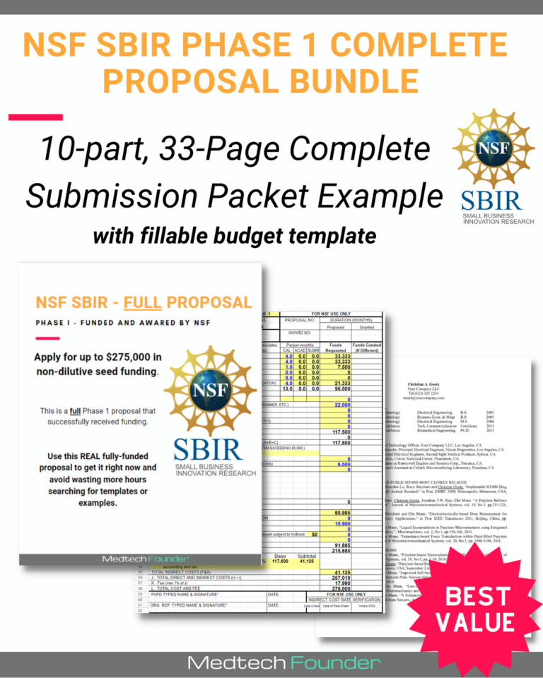 SBIR Proposal Templates Medtech Founder